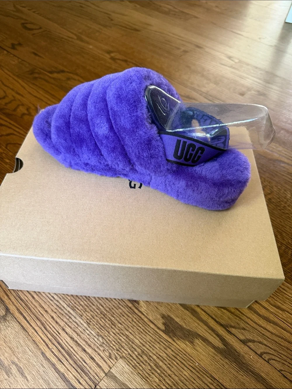 UGG Purple Plush Slide with Branded Strap
